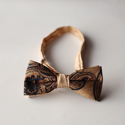 Men's Floral Striped Jacquard Woven Double Layers Bow Tie