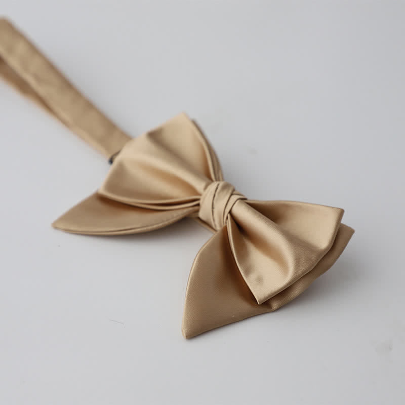 Men's Butterfly Solid Color Double Layered Oversized Pointed Bow Tie