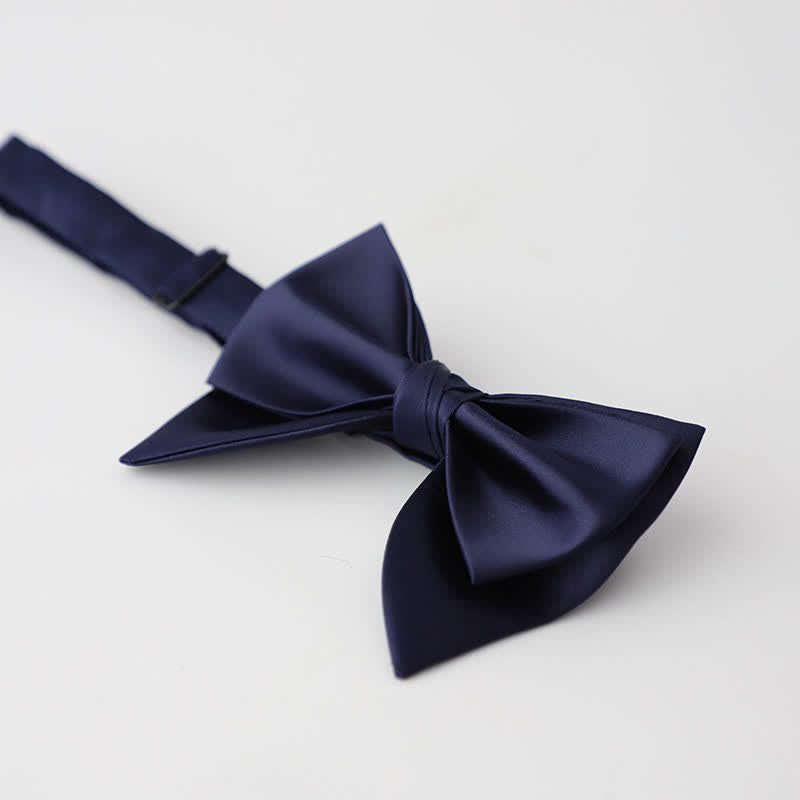 Men's Butterfly Solid Color Double Layered Oversized Pointed Bow Tie