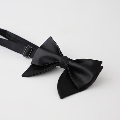 Men's Butterfly Solid Color Double Layered Oversized Pointed Bow Tie