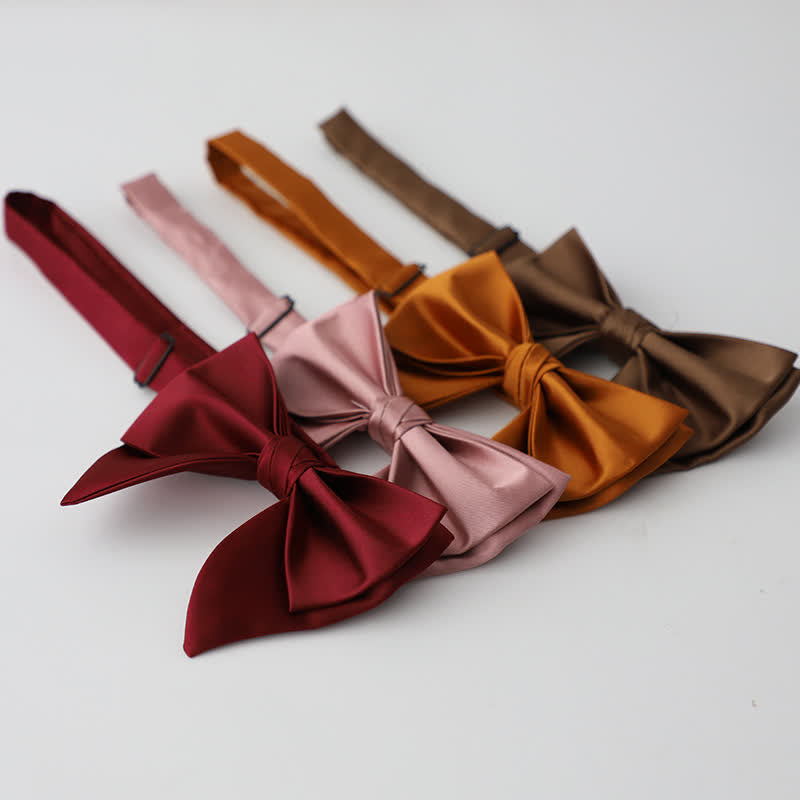 Men's Butterfly Solid Color Double Layered Oversized Pointed Bow Tie