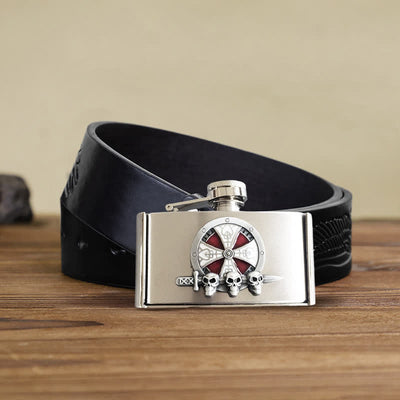 Men's DIY 3oz. Cross Celtic Leather Belt with Hidden Flask