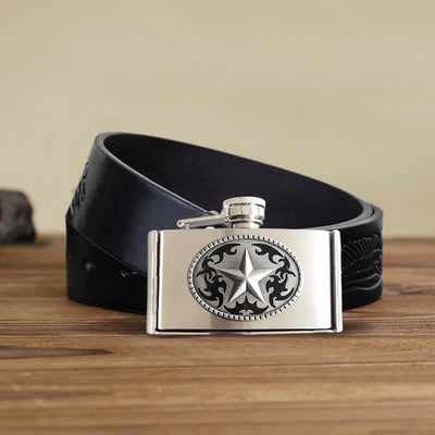 Men's DIY 3oz. Western Star Leather Belt with Hidden Flask