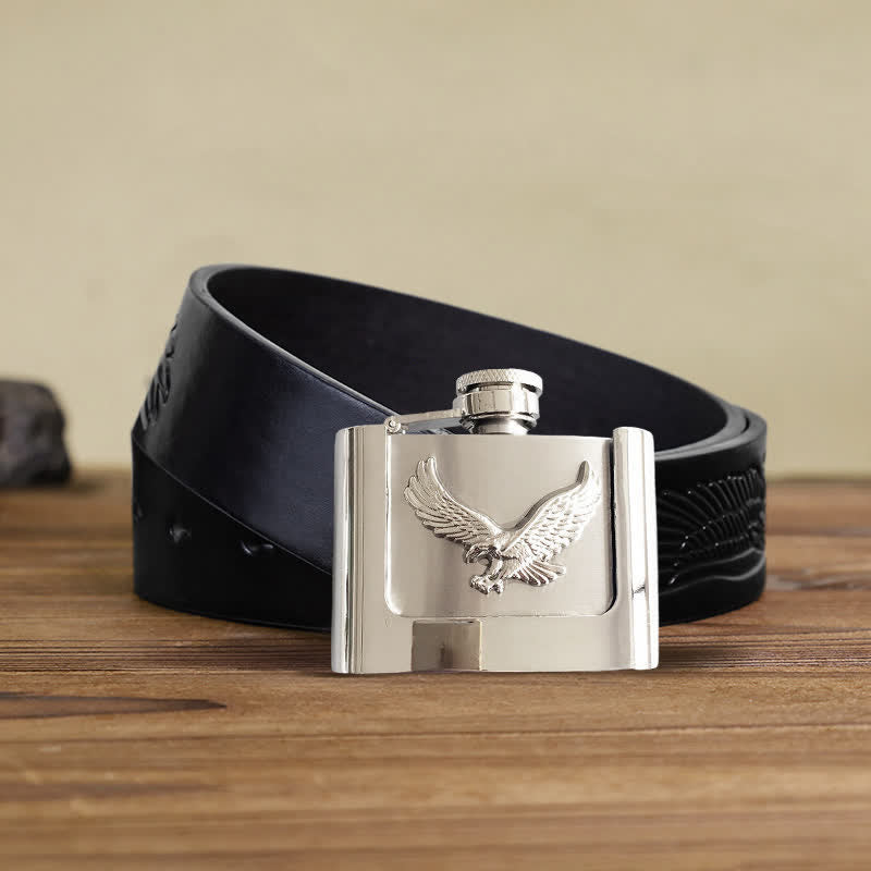 Men's DIY 2oz. Flying Eagle Leather Belt with Hidden Flask