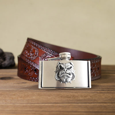 Men's DIY 3oz. Bull Dog Leather Belt with Hidden Flask