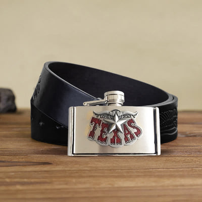 Men's DIY 3oz. Texas Star Leather Belt with Hidden Flask