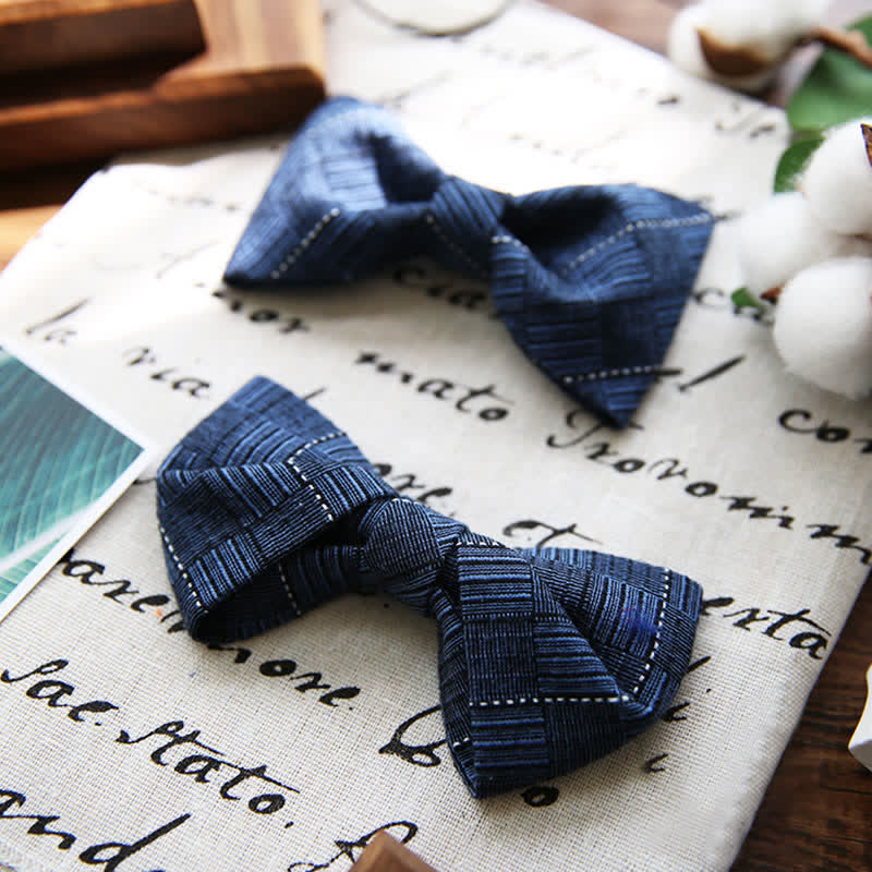 Men's British Style Plaid Pattern Groom Bow Tie