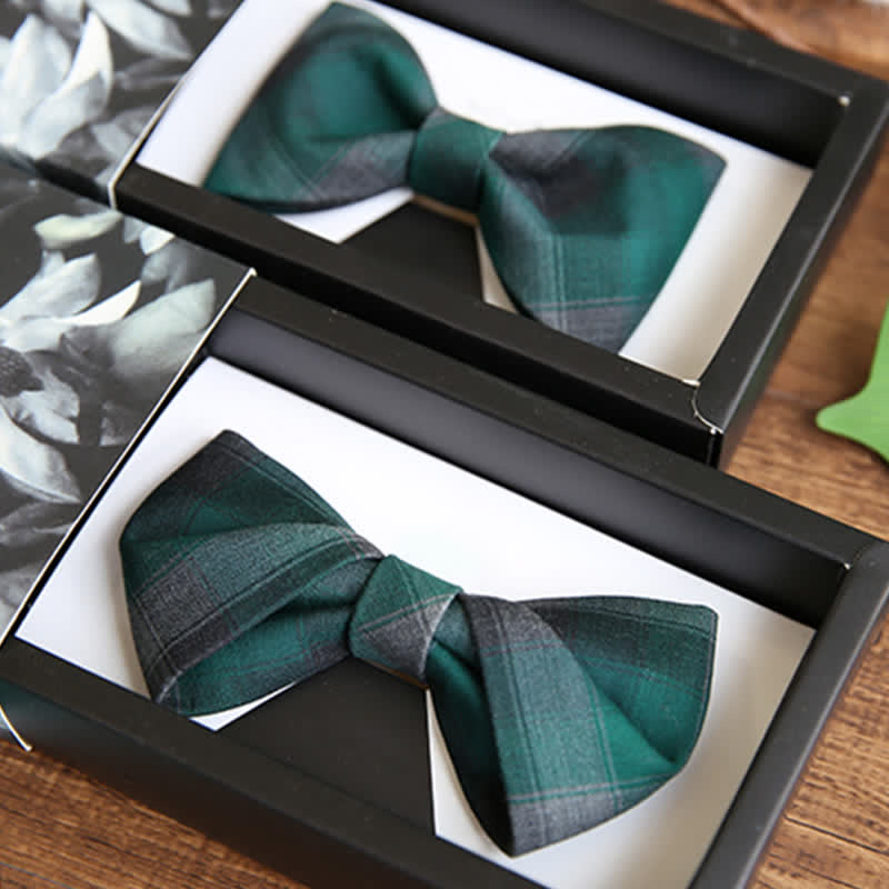 Men's British Style Plaid Pattern Groom Bow Tie