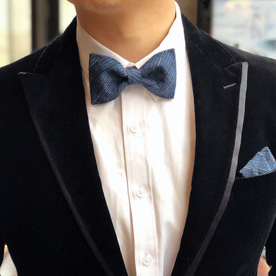 Men's British Style Plaid Pattern Groom Bow Tie