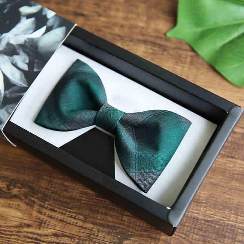 Men's British Style Plaid Pattern Groom Bow Tie