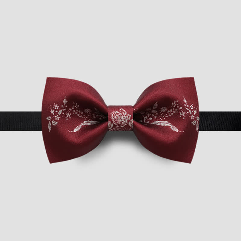 Men's Elegant Floral Plant Pattern Wedding Bow Tie