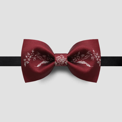 Men's Elegant Floral Plant Pattern Wedding Bow Tie