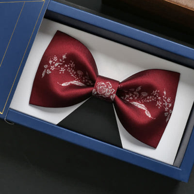 Men's Elegant Floral Plant Pattern Wedding Bow Tie