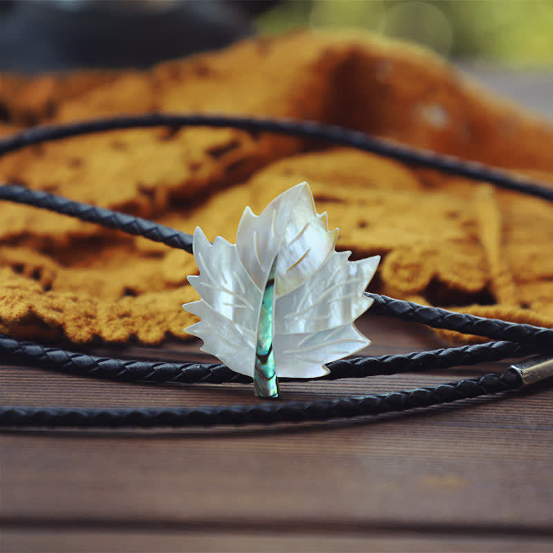 Creative Delicate Maple Leaf Shaped Shell Bolo Tie