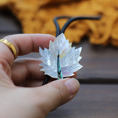 Creative Delicate Maple Leaf Shaped Shell Bolo Tie