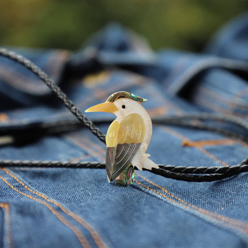 Exotic Parrot Natural Birds Shaped Shell Bolo Tie