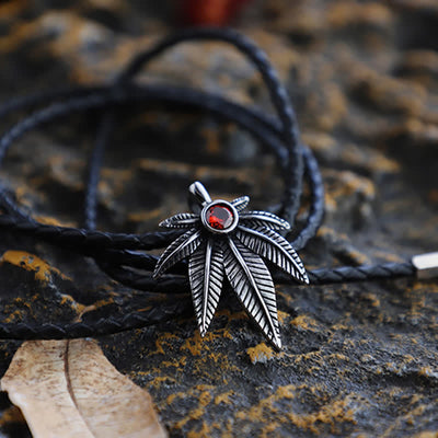 Punk Western Cowboy Maple Leaf Shaped Bolo Tie