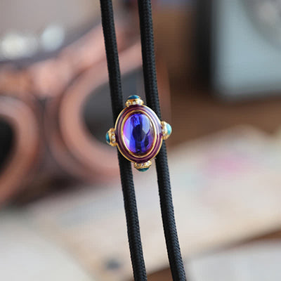 Small Vintage Blue Purple Gemstone Bolo Tie