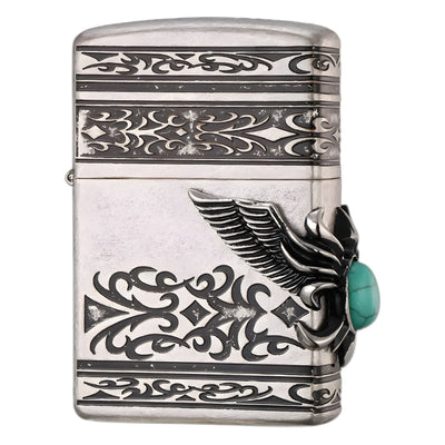 Eagle Wings Turquoise Inlaid Refillable Kerosene Lighter