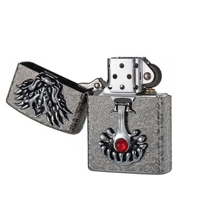 Engraved Dragon-Shaped Retro Refillable Kerosene Lighter