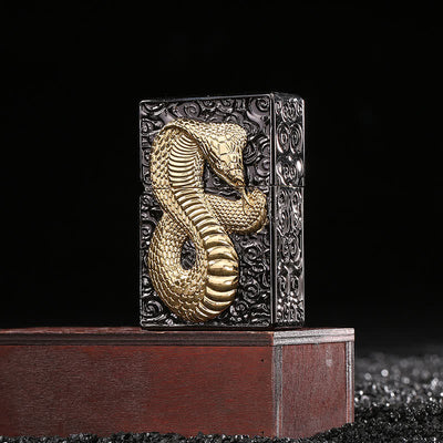 Black & Gold Snake Cobra Refillable Kerosene Lighter