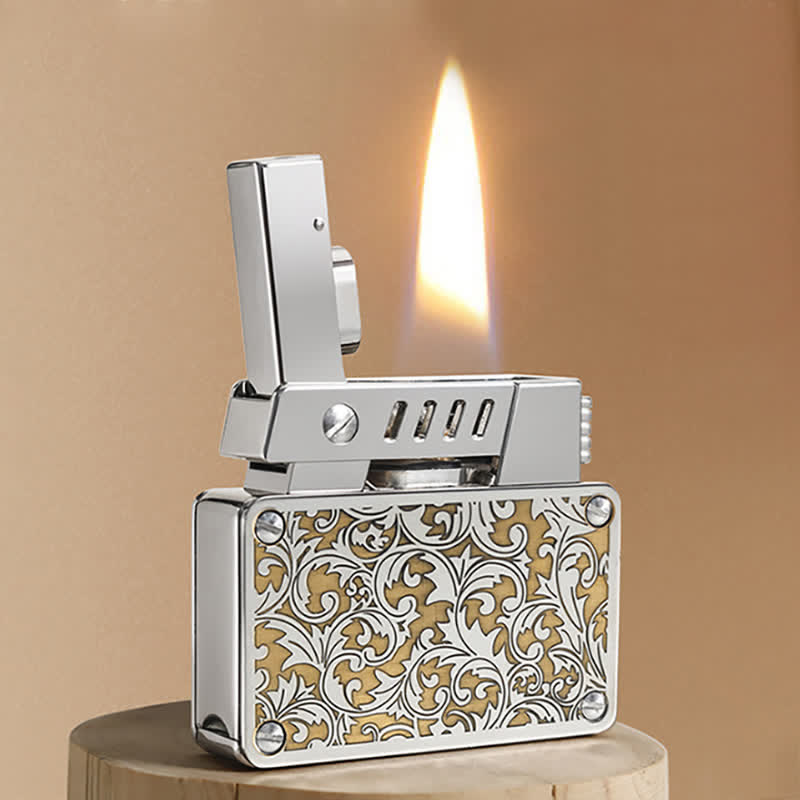 Carved Pop-up Ignition Safety Lock Refillable Kerosene Lighter