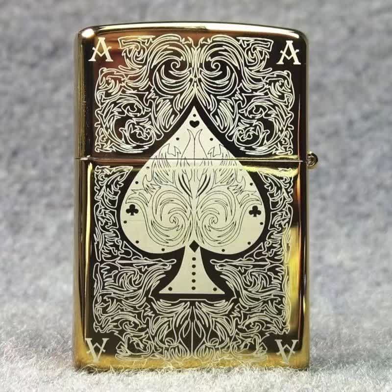 Ace of Spades Laser Pattern Refillable Kerosene Lighter