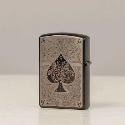 Ace of Spades Laser Pattern Refillable Kerosene Lighter