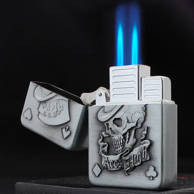 Poker Card Skull & Aces Refillable Butane Lighter