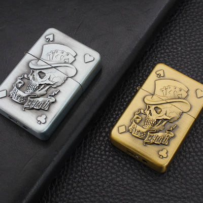 Poker Card Skull & Aces Refillable Butane Lighter