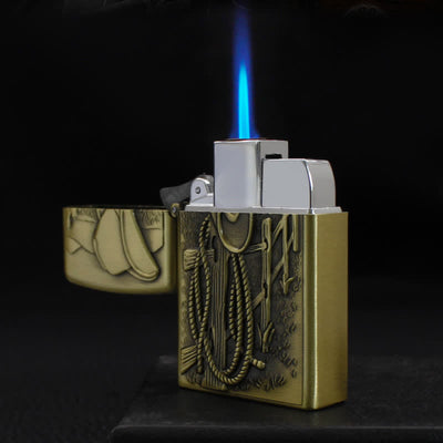 Western Scene Cowboy Hat Refillable Butane Lighter