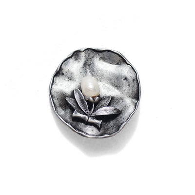 Women's Retro Round Bamboo Pearl Decoration Brooch