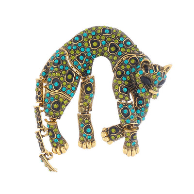 Unisex Vintage Panther Rhinestone Leopard Brooch