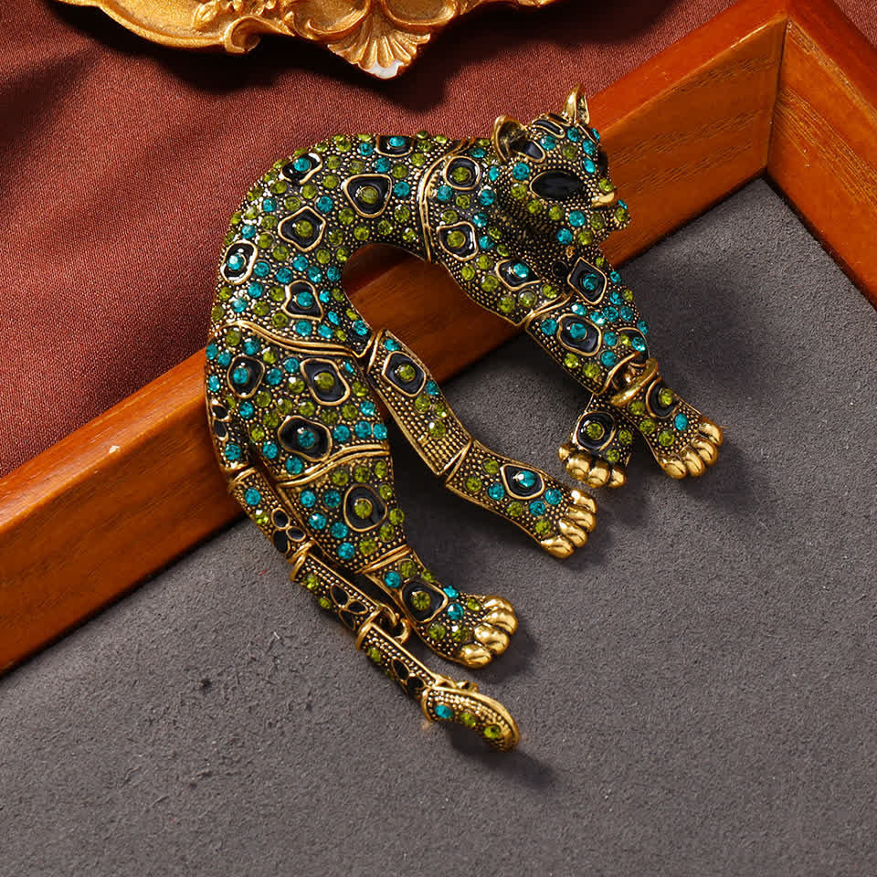 Unisex Vintage Panther Rhinestone Leopard Brooch