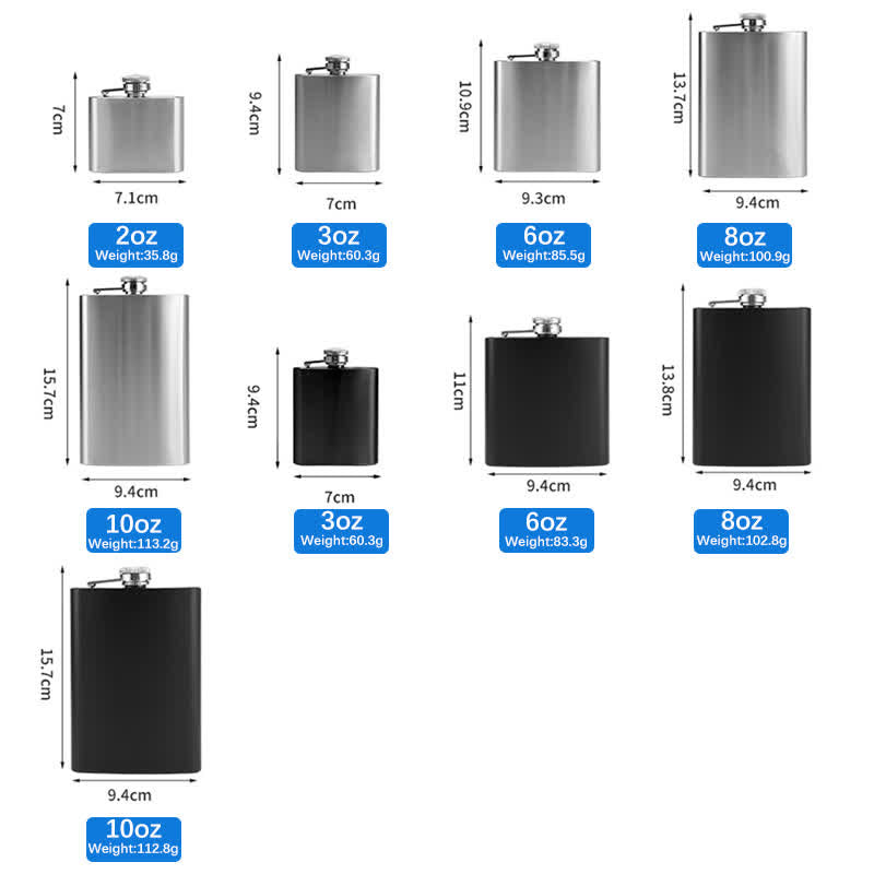 2-10 oz Poker Dice Laser Pattern Stainless Steel Portable Flask