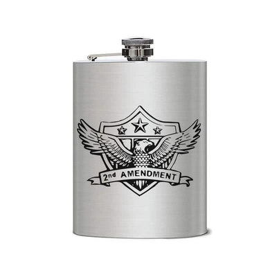 2-10 oz Eagle Laser Pattern Stainless Steel Portable Flask