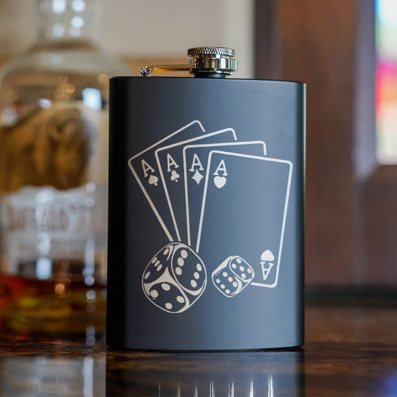 3-10 oz Poker Dice Laser Pattern Stainless Steel Portable Flask