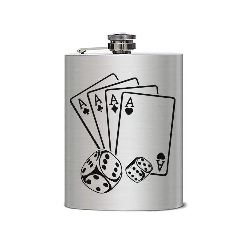 3-10 oz Poker Dice Laser Pattern Stainless Steel Portable Flask