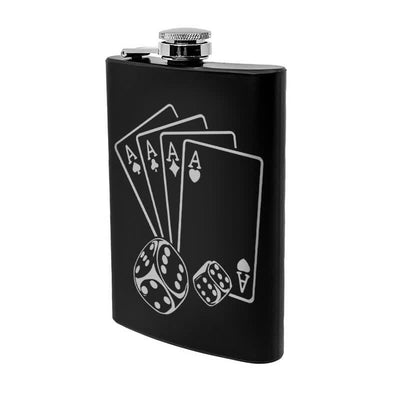 2-10 oz Poker Dice Laser Pattern Stainless Steel Portable Flask