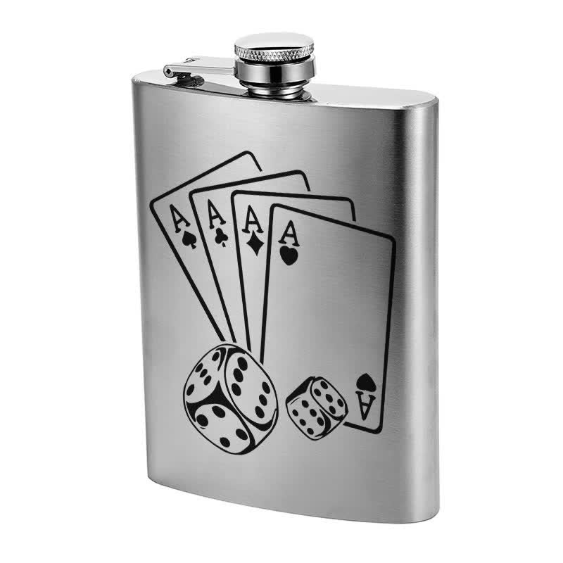 2-10 oz Poker Dice Laser Pattern Stainless Steel Portable Flask