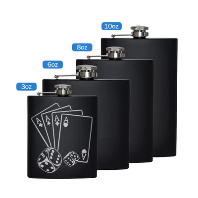 3-10 oz Poker Dice Laser Pattern Stainless Steel Portable Flask