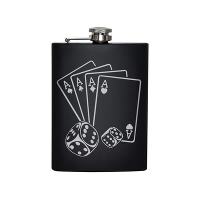 3-10 oz Poker Dice Laser Pattern Stainless Steel Portable Flask