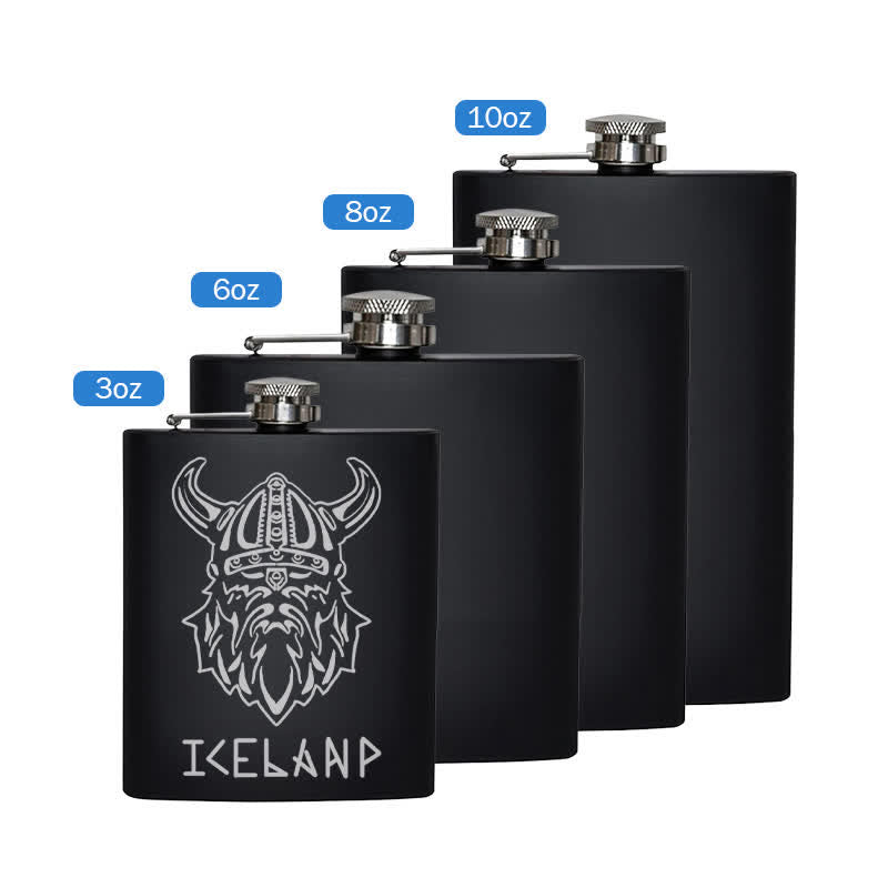 2-10 oz Viking Iceland Laser Pattern Stainless Steel Portable Flask