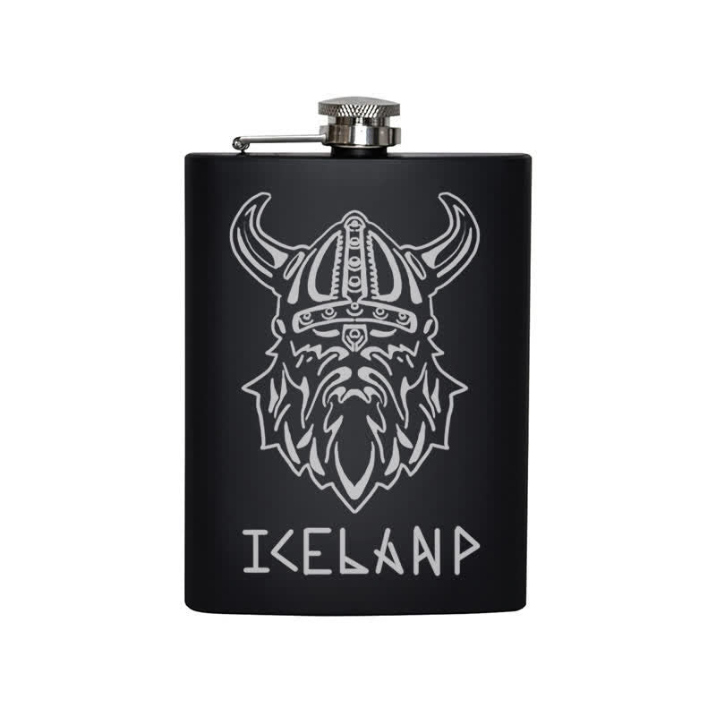 2-10 oz Viking Iceland Laser Pattern Stainless Steel Portable Flask