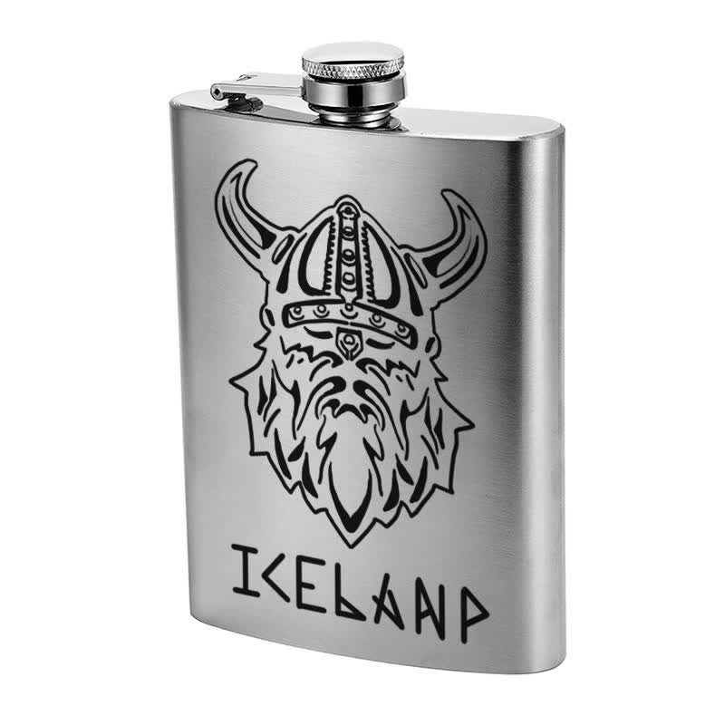 2-10 oz Viking Iceland Laser Pattern Stainless Steel Portable Flask