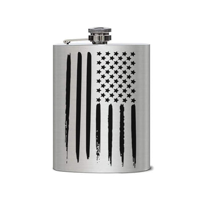 2-10 oz American Flag Laser Pattern Stainless Steel Portable Flask