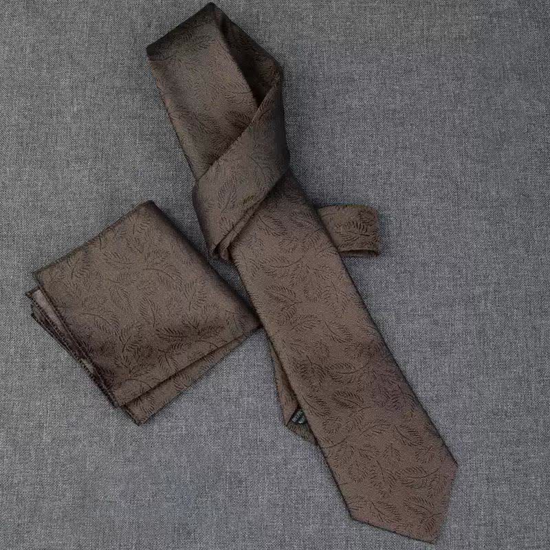 5Pcs Men's Casual Dark Brown Leaves Print Bow Ties Gift Box