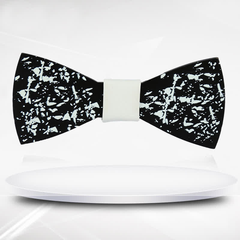 Men's Artistic Paint Splatter Wooden Bow Tie