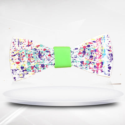 Men's Artistic Paint Splatter Wooden Bow Tie