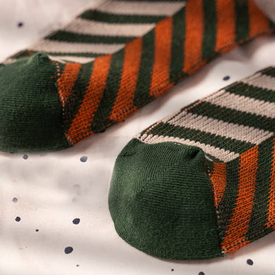 Classic Colorblock Arrow Striped Cotton Crew Socks